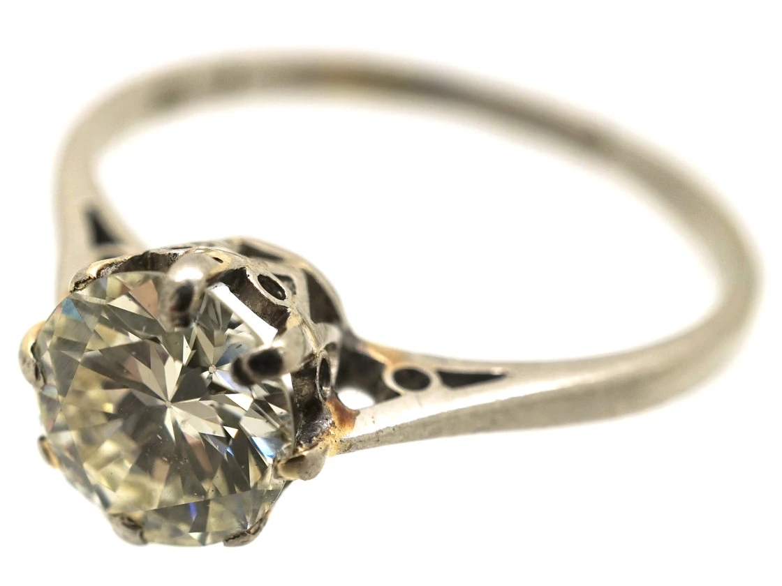 Art Deco Diamond Single Stone Platinum Ring 11 Art Deco Diamond Single Stone Platinum Ring - Image 9