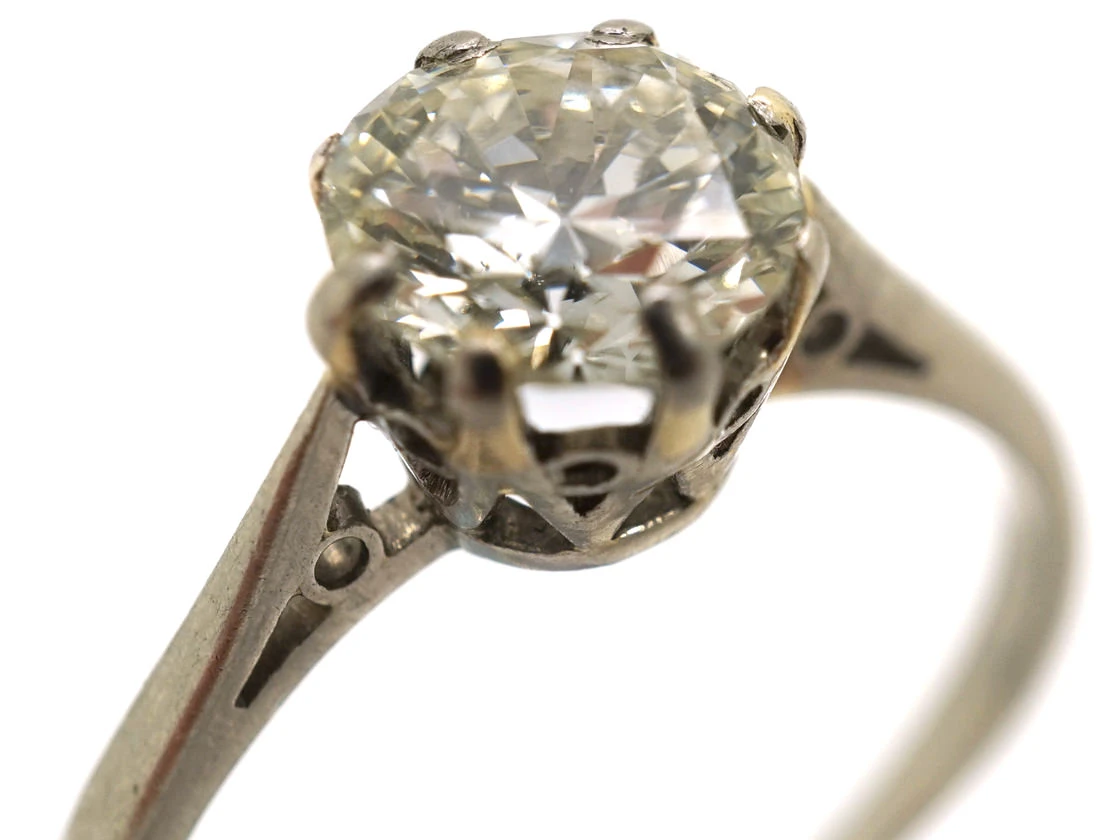 Art Deco Diamond Single Stone Platinum Ring 6 Art Deco Diamond Single Stone Platinum Ring - Image 4