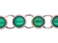 Art Deco Silver & Jade Round Links Bracelet
