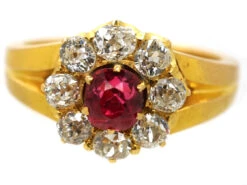 Victorian 18ct Gold, Diamond And Pink Spinel Cluster Ring 12 Victorian 18ct Gold, Diamond And Pink Spinel Cluster Ring -Antique Jewellery Company DSC05330