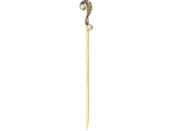 Edwardian 15ct Gold Question Mark Tie Pin Set With Diamonds & Natural Pearls -Antique Jewellery Company DSC05332