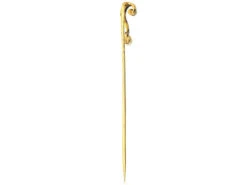 Edwardian 15ct Gold Question Mark Tie Pin Set With Diamonds & Natural Pearls -Antique Jewellery Company DSC05335