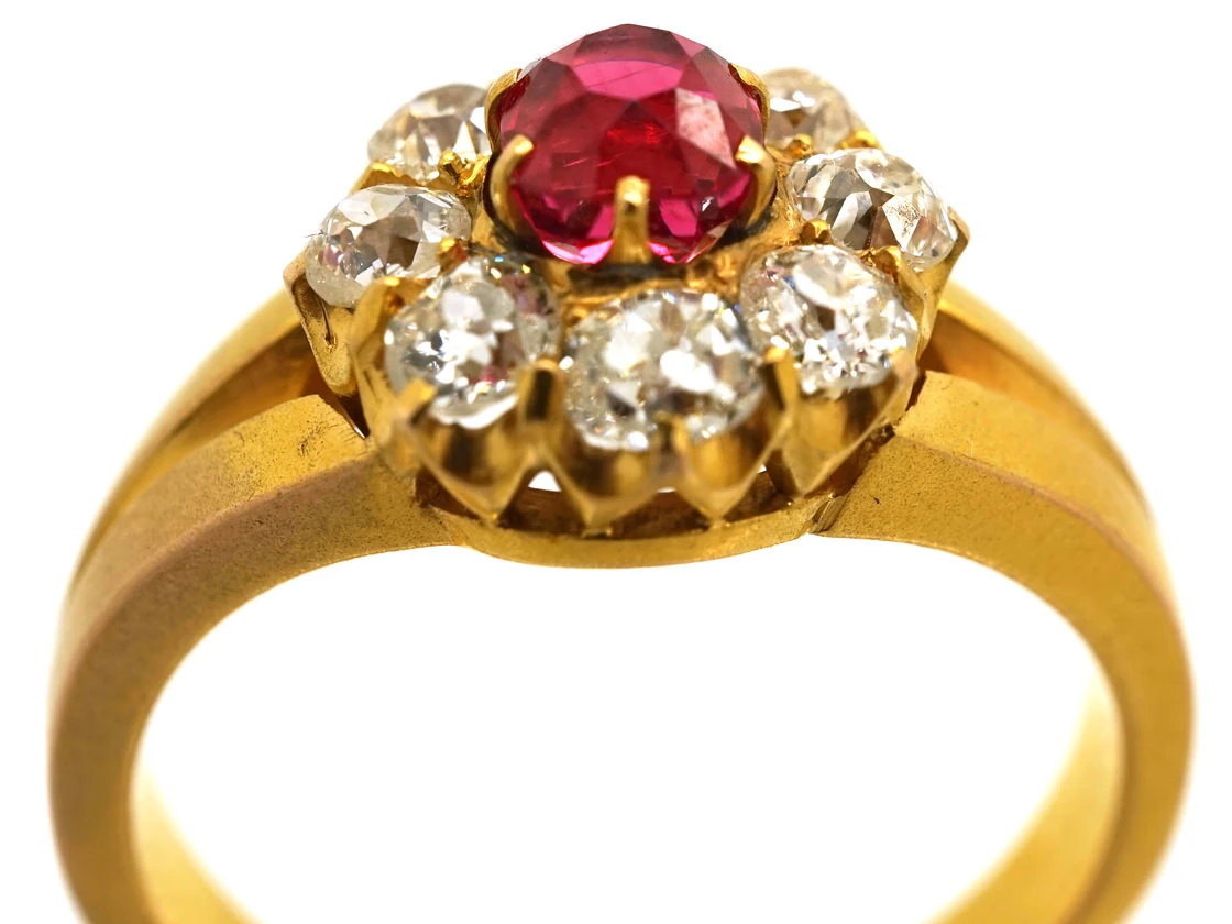 Victorian 18ct Gold, Diamond And Pink Spinel Cluster Ring 6 Victorian 18ct Gold, Diamond And Pink Spinel Cluster Ring - Image 4