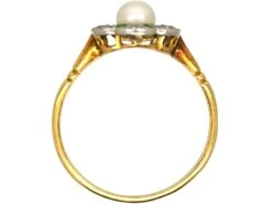 Edwardian 18ct Gold & Platinum, Green Garnet, Diamond & Natural Pearl Flower Cluster Ring -Antique Jewellery Company DSC05340 scaled 1