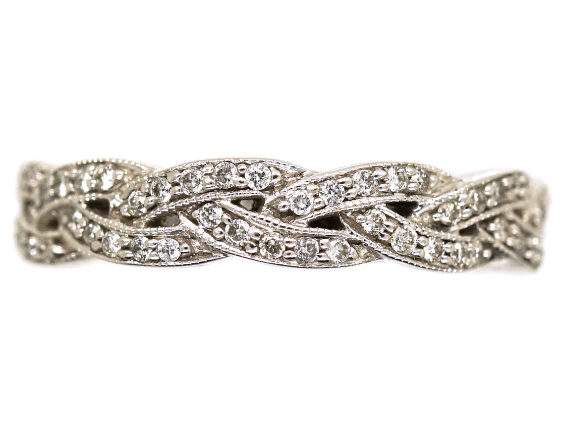9ct White Gold & Diamond Inter Woven Design Ring 3 9ct White Gold & Diamond Inter Woven Design Ring