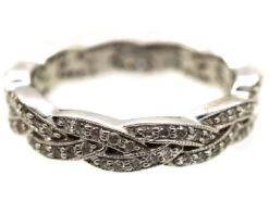 9ct White Gold & Diamond Inter Woven Design Ring 15 9ct White Gold & Diamond Inter Woven Design Ring -Antique Jewellery Company DSC05352