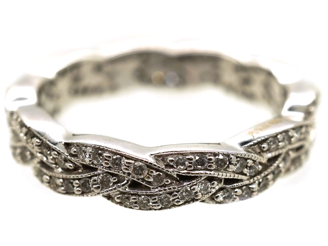 9ct White Gold & Diamond Inter Woven Design Ring 9 9ct White Gold & Diamond Inter Woven Design Ring - Image 7