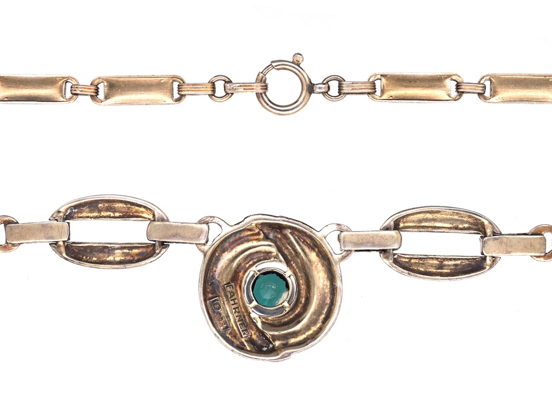 Theodor Fahrner Silver Gilt Necklace Set With A Green Tourmaline 6 Theodor Fahrner Silver Gilt Necklace Set With A Green Tourmaline - Image 4
