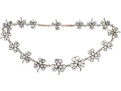 Georgian Silver & Gold Wash Back Trefoil Necklace Set With Paste