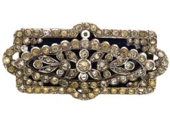 Edwardian Silver, Paste & Blue Glass Rectangular Brooch