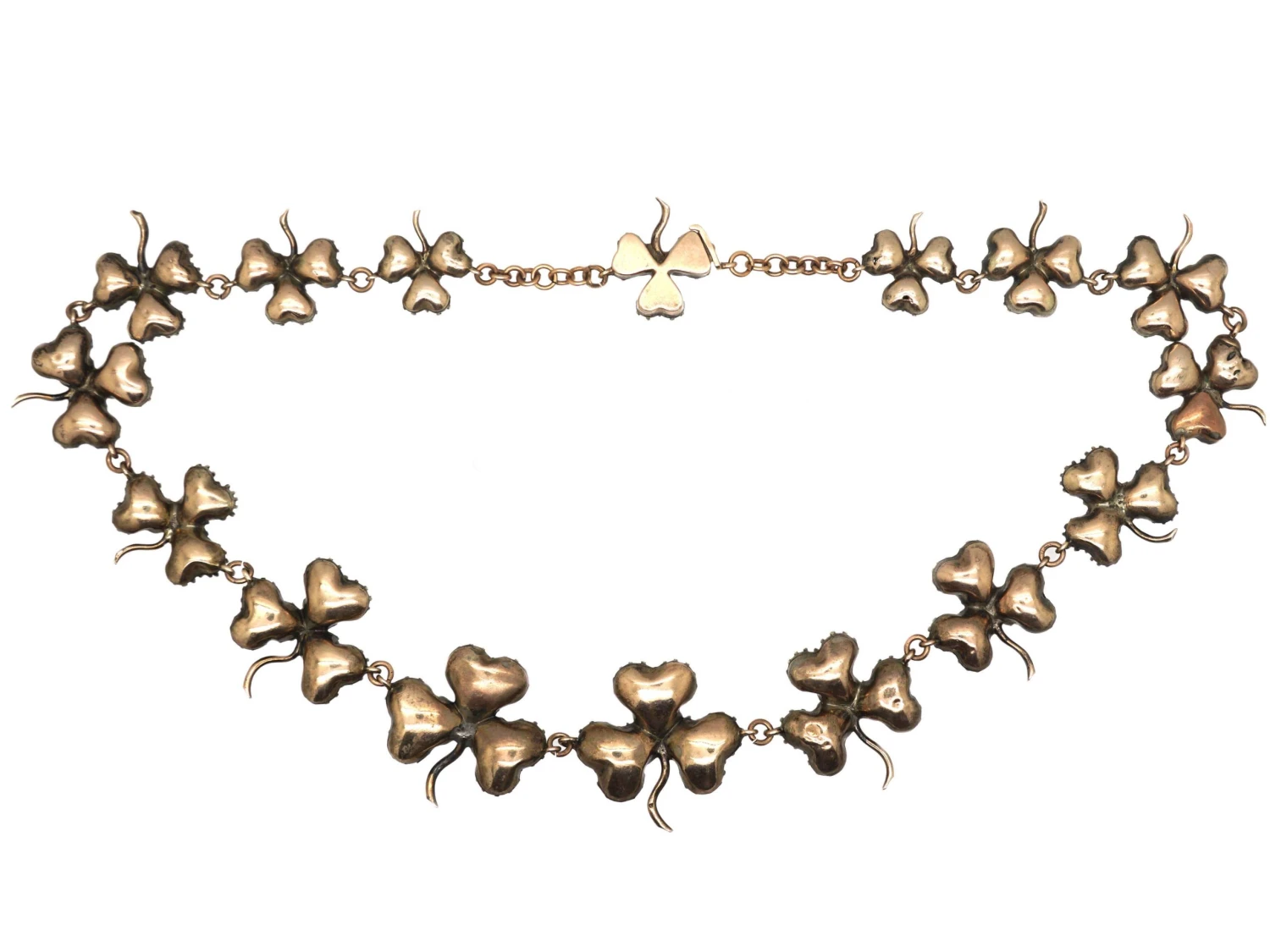 Georgian Silver & Gold Wash Back Trefoil Necklace Set With Paste 5 Georgian Silver & Gold Wash Back Trefoil Necklace Set With Paste - Image 3