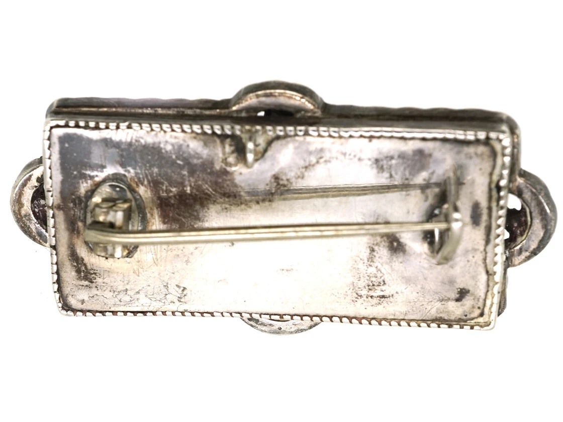 Edwardian Silver, Paste & Blue Glass Rectangular Brooch 5 Edwardian Silver, Paste & Blue Glass Rectangular Brooch - Image 3