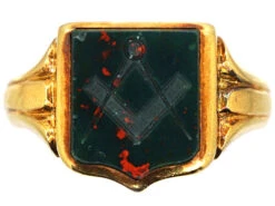 Masonic 18ct Gold Signet Ring With Bloodstone Masonic Intaglio Assayed In 1916