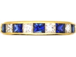 18ct Gold Half Eternity Ring Set With Sapphires & Diamonds