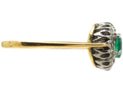 18ct Gold & Platinum, Emerald & Diamond Cluster Ring 13 18ct Gold & Platinum, Emerald & Diamond Cluster Ring -Antique Jewellery Company DSC05444