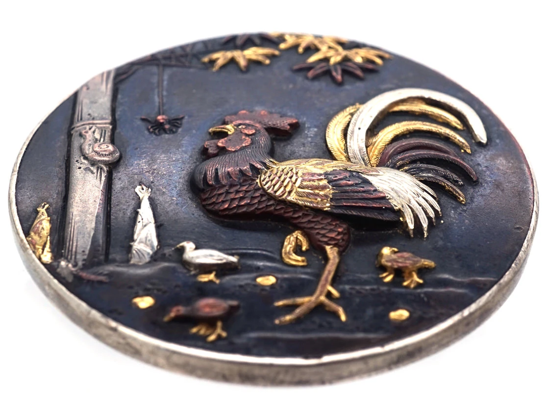 Japanese 19th Century Shakudo Brooch 4 Japanese 19th Century Shakudo Brooch - Image 2