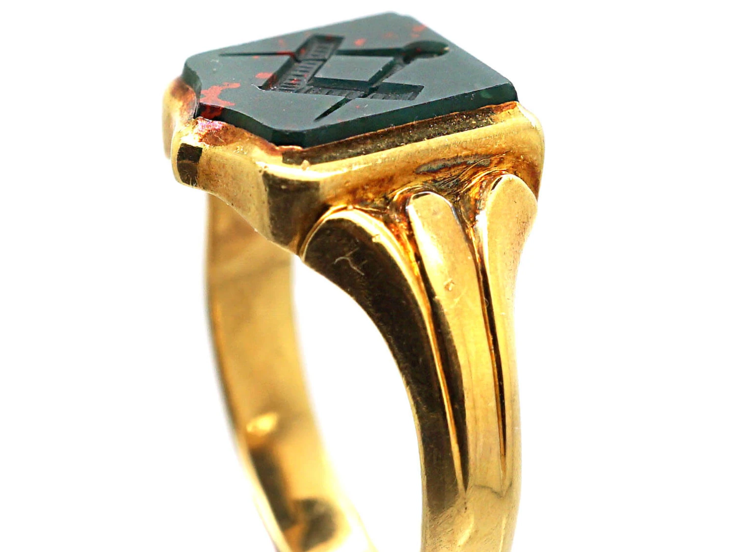 Masonic 18ct Gold Signet Ring With Bloodstone Masonic Intaglio Assayed In 1916 4 Masonic 18ct Gold Signet Ring With Bloodstone Masonic Intaglio Assayed In 1916 - Image 2