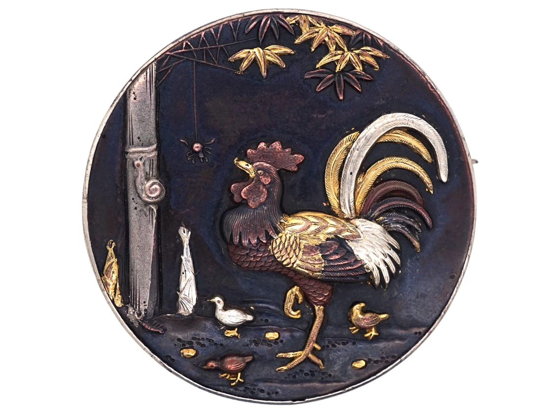 Japanese 19th Century Shakudo Brooch 3 Japanese 19th Century Shakudo Brooch