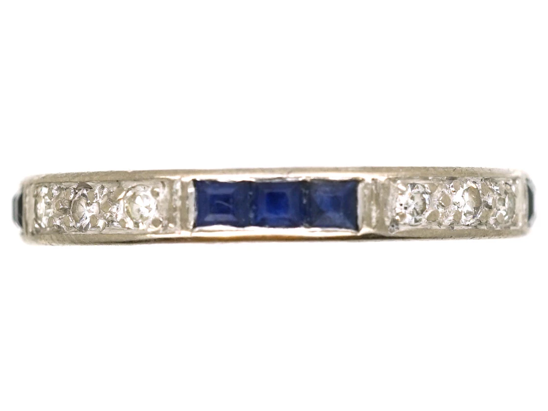 Art Deco 18ct White Gold, Sapphire & Diamond Eternity Ring 3 Art Deco 18ct White Gold, Sapphire & Diamond Eternity Ring