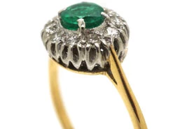 18ct Gold & Platinum, Emerald & Diamond Cluster Ring 11 18ct Gold & Platinum, Emerald & Diamond Cluster Ring -Antique Jewellery Company DSC05471