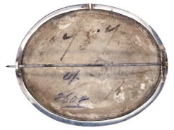 Victorian Large Oval Silver & Porcelain Brooch Of Reclining Lady 9 Victorian Large Oval Silver & Porcelain Brooch Of Reclining Lady -Antique Jewellery Company DSC05474