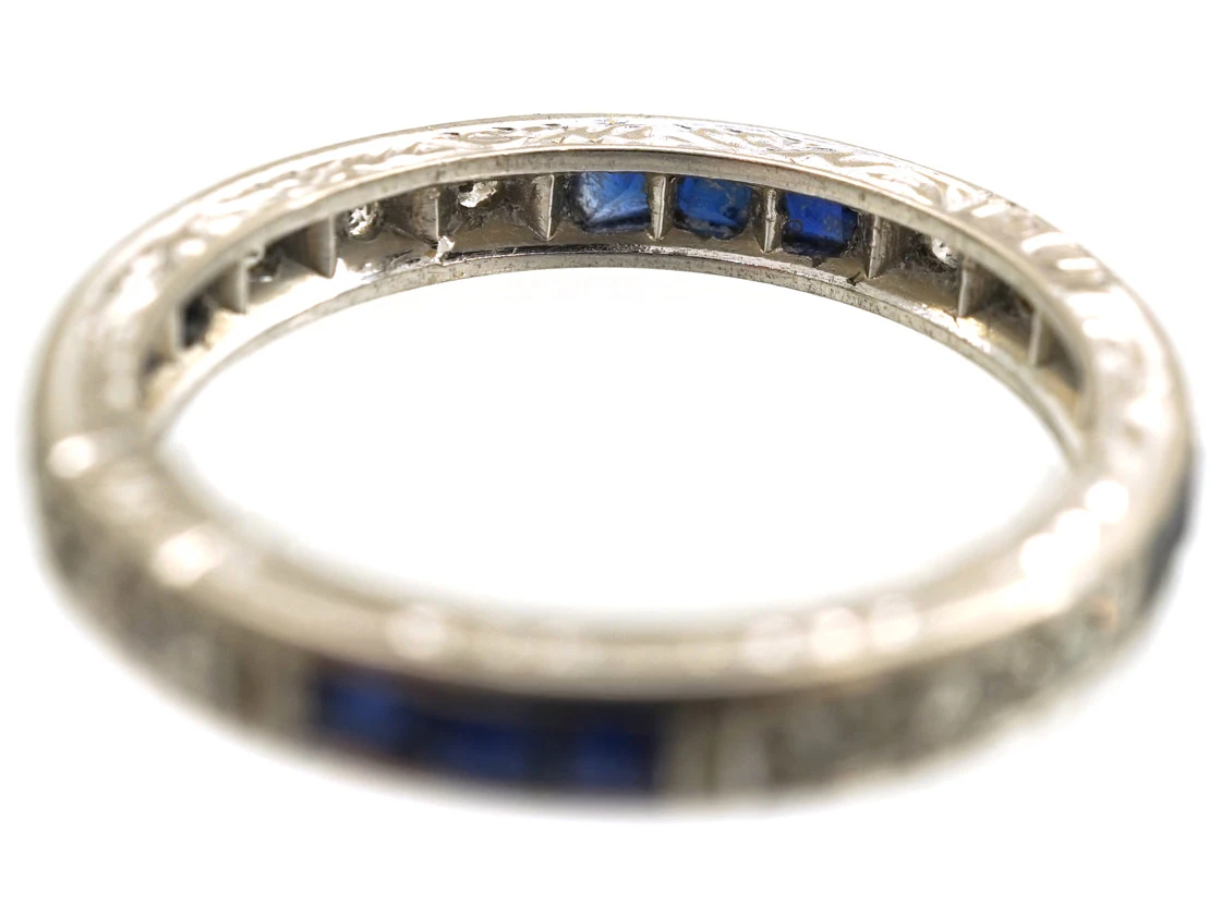 Art Deco 18ct White Gold, Sapphire & Diamond Eternity Ring 8 Art Deco 18ct White Gold, Sapphire & Diamond Eternity Ring - Image 6