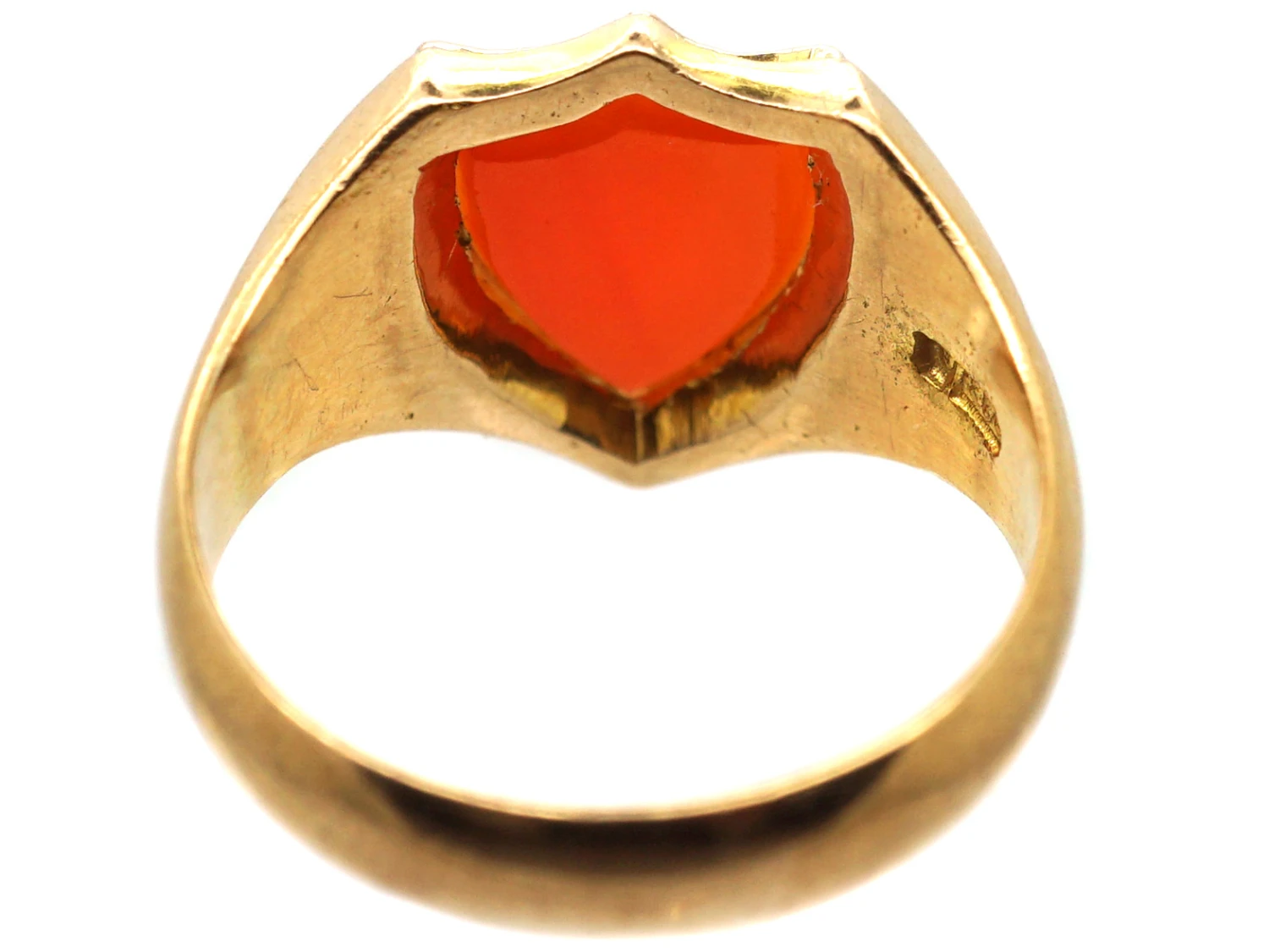 Edwardian 9ct Gold Signet Ring With A Shield Set With A Carnelian 5 Edwardian 9ct Gold Signet Ring With A Shield Set With A Carnelian - Image 3