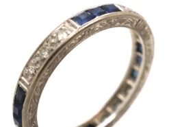 Art Deco 18ct White Gold, Sapphire & Diamond Eternity Ring 11 Art Deco 18ct White Gold, Sapphire & Diamond Eternity Ring -Antique Jewellery Company DSC05485