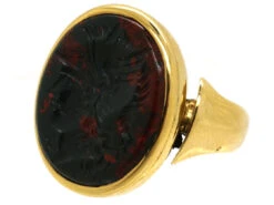 Victorian 9ct Gold Signet Ring With A Bloodstone Intaglio Of Hermes -Antique Jewellery Company DSC05487 2