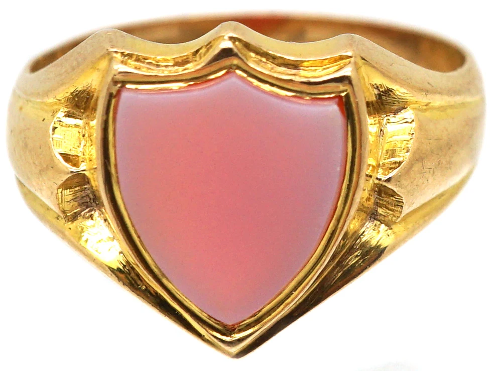 Edwardian 9ct Gold Signet Ring With A Shield Set With A Carnelian 9 Edwardian 9ct Gold Signet Ring With A Shield Set With A Carnelian - Image 7