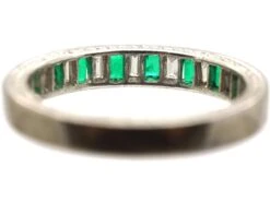 Art Deco Platinum Half Eternity Ring Set With Baguette Emeralds & Baguette Diamonds 12 Art Deco Platinum Half Eternity Ring Set With Baguette Emeralds & Baguette Diamonds -Antique Jewellery Company DSC05513 scaled 1