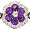 Edwardian 18ct Gold, Amethyst & Diamond Flower Cluster Ring -Antique Jewellery Company DSC05519