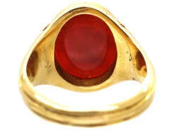 Victorian 18ct Gold Signet Ring Set With A Carnelian With An Intaglio Of A Castle 12 Victorian 18ct Gold Signet Ring Set With A Carnelian With An Intaglio Of A Castle -Antique Jewellery Company DSC05530 copy