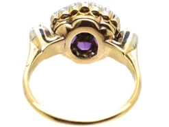 Edwardian 18ct Gold, Amethyst & Diamond Flower Cluster Ring -Antique Jewellery Company DSC05533