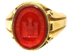 Victorian 18ct Gold Signet Ring Set With A Carnelian With An Intaglio Of A Castle 15 Victorian 18ct Gold Signet Ring Set With A Carnelian With An Intaglio Of A Castle -Antique Jewellery Company DSC05564 copy