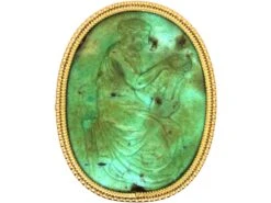 Georgian 15ct Gold, Turquoise Ring With Carved Classical Scene