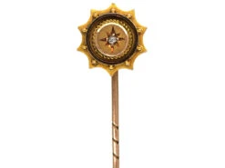 Victorian 9ct Gold & RoseDiamond Round Tie Pin