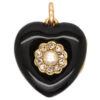 Victorian 18ct Gold & Black Enamel Heart Shaped Locket Set With A Natural Pearl & Rose Diamonds 1 Victorian 18ct Gold & Black Enamel Heart Shaped Locket Set With A Natural Pearl & Rose Diamonds -Antique Jewellery Company DSC05580