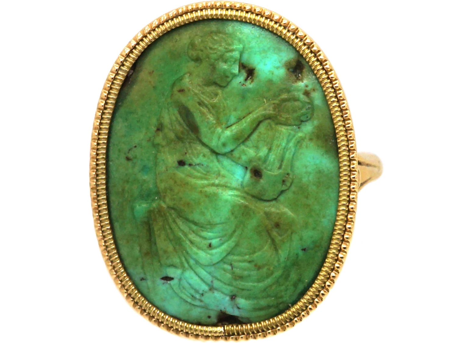 Georgian 15ct Gold, Turquoise Ring With Carved Classical Scene 8 Georgian 15ct Gold, Turquoise Ring With Carved Classical Scene - Image 6