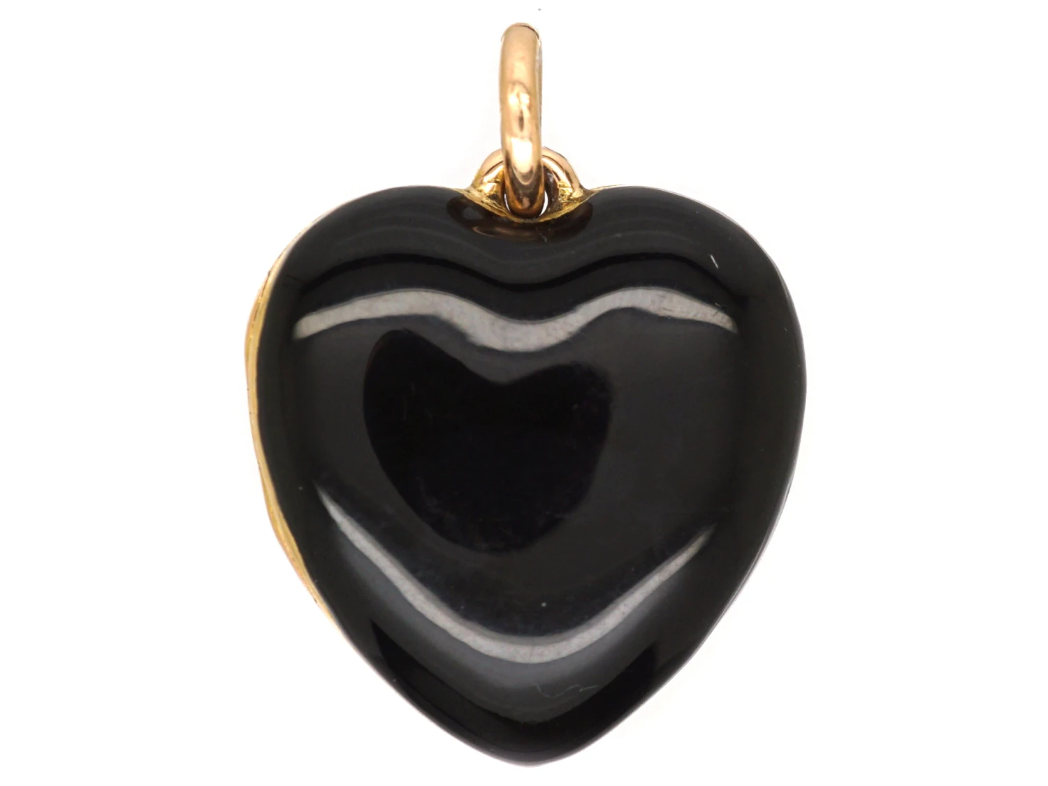 Victorian 18ct Gold & Black Enamel Heart Shaped Locket Set With A Natural Pearl & Rose Diamonds 4 Victorian 18ct Gold & Black Enamel Heart Shaped Locket Set With A Natural Pearl & Rose Diamonds - Image 2