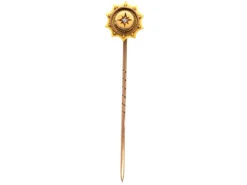 Victorian 9ct Gold & RoseDiamond Round Tie Pin -Antique Jewellery Company DSC05585