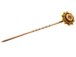 Victorian 9ct Gold & RoseDiamond Round Tie Pin -Antique Jewellery Company DSC05591