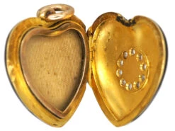 Victorian 18ct Gold & Black Enamel Heart Shaped Locket Set With A Natural Pearl & Rose Diamonds 8 Victorian 18ct Gold & Black Enamel Heart Shaped Locket Set With A Natural Pearl & Rose Diamonds -Antique Jewellery Company DSC05593 1