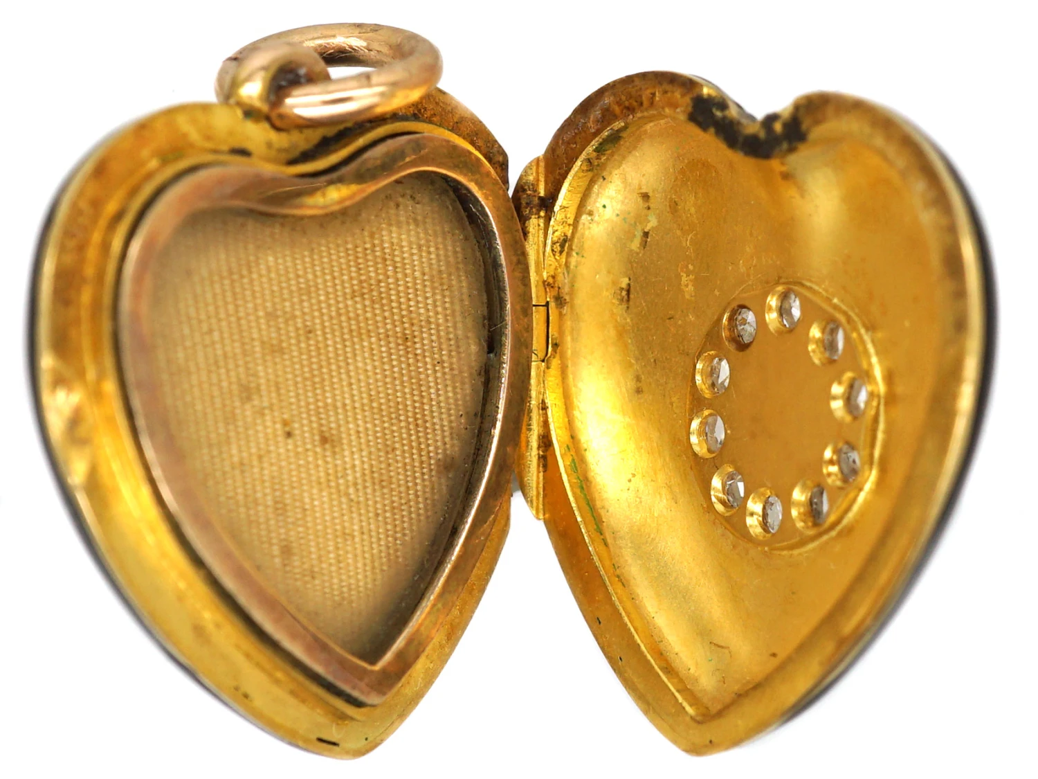 Victorian 18ct Gold & Black Enamel Heart Shaped Locket Set With A Natural Pearl & Rose Diamonds 5 Victorian 18ct Gold & Black Enamel Heart Shaped Locket Set With A Natural Pearl & Rose Diamonds - Image 3