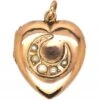 Edwardian 9ct Gold Heart Shaped Locket With Half Moon Motif Set With Natural Split Pearls -Antique Jewellery Company DSC05604 scaled 1