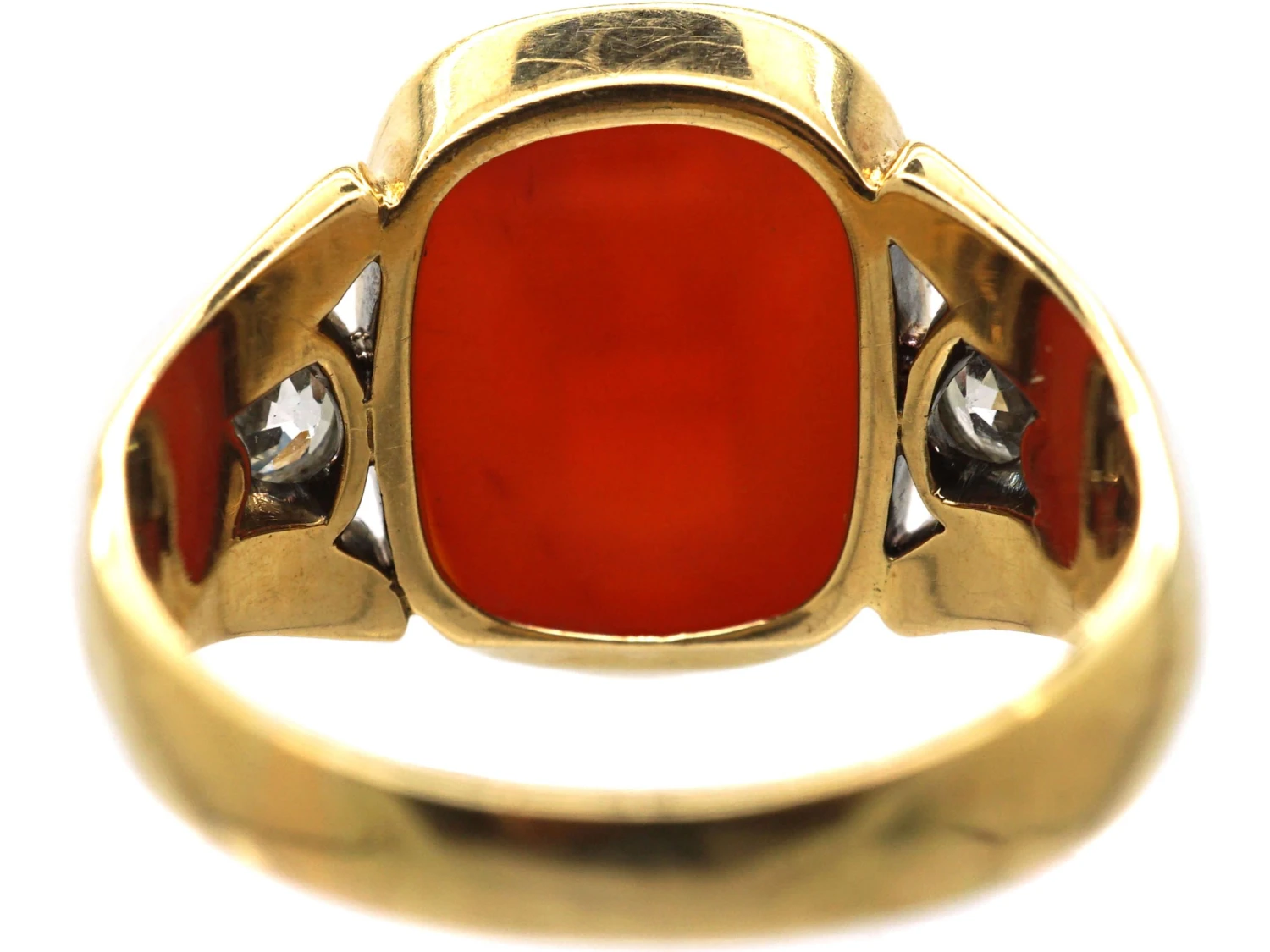 Early 20th Century 14ct Gold, Diamond & Carnelian Ring With A Carved Intaglio Of An Eagle 6 Early 20th Century 14ct Gold, Diamond & Carnelian Ring With A Carved Intaglio Of An Eagle - Image 4