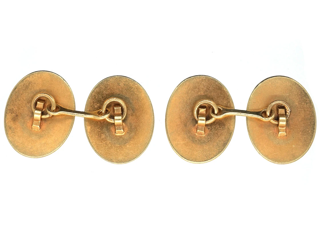 Edwardian 18ct Gold & Enamel Horse’s Head Cufflinks 4 Edwardian 18ct Gold & Enamel Horse’s Head Cufflinks - Image 2
