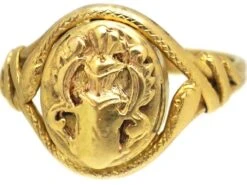 Victorian 15ct Gold Signet Ring With Armorial & Snake Detail 13 Victorian 15ct Gold Signet Ring With Armorial & Snake Detail -Antique Jewellery Company DSC05677