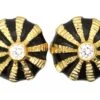 18ct Gold & Black Enamel & Diamond Sea Urchin Earrings By Jean Schlumberger For Tiffany & Co