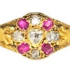 Victorian 18ct Gold, Ruby & Heart Shaped Diamond Cluster Ring 1 Victorian 18ct Gold, Ruby & Heart Shaped Diamond Cluster Ring -Antique Jewellery Company DSC05679.jpg